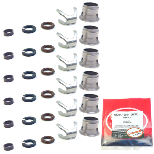 LINK-LOCK 6Set OK.04.10011 fuel injector repair kit 06M998907A with FKM Viton O-RING For VW For AUDI 3.0T 55T DCBE DLZA DCBD