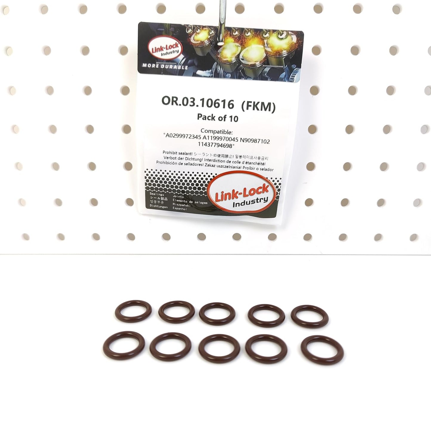 LINK-LOCK 10PCS OR.03.10616 FKM Viton Sealing O-Ring Kit of Engine Oil Dipstick A0299972345 A1199970045 N90987102 11437794698 For AUDI For VW For BMW For MERCEDES-BENZ