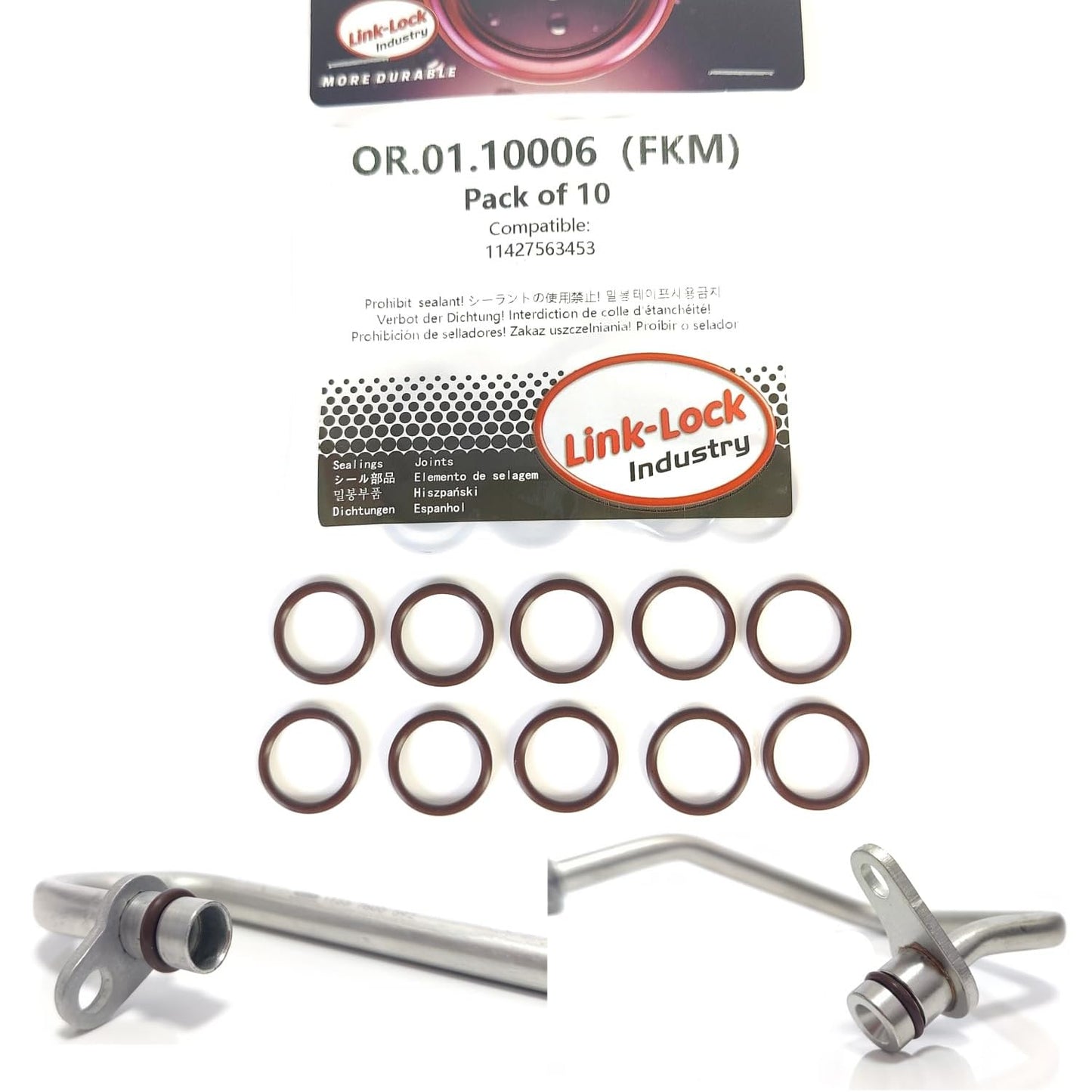 LINK-LOCK 10PCS FKMバイトンOR.01.10006 ターボチャージングパイプラインOリング 11427563453 BMW N54用