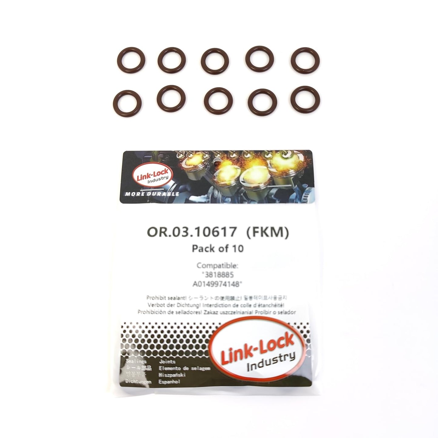 LINK-LOCK 10PCS OR.03.10617 FKM Viton 10.5×2.7 Sealing Universal O-Ring Kit 3818885 A0149974148 For CUMMINS For MERCEDES-BENZ