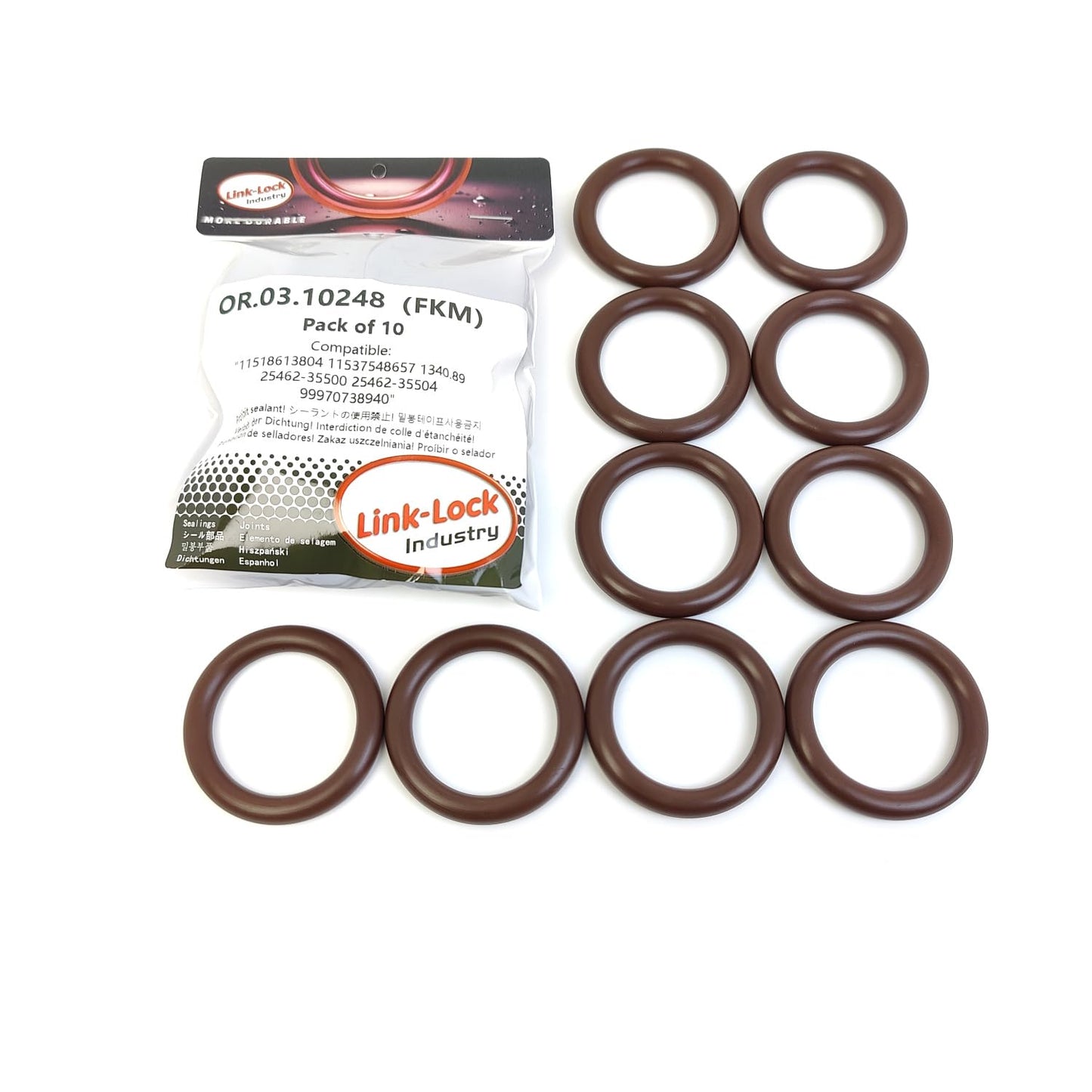 LINK-LOCK 10PCS OR.03.10248 FKM Viton Sealing O-Ring Kit of Thermostat housing 11518613804 11537548657 1340.89 25462-35500 25462-35504 99970738940 For CITROË-5GX For MINI-N12 N14 For OPEL-A16