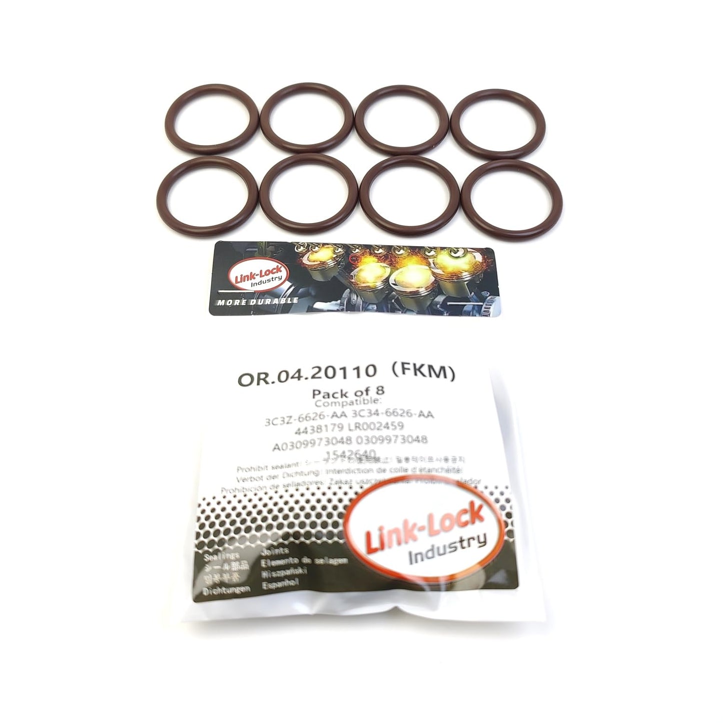 LINK-LOCK 8PCS OR.04.20110 FKM Viton Sealing O-Ring Kit of Thermostat Housing 3C3Z-6626-AA 3C34-6626-AA 4438179 LR002459 A0309973048 0309973048 1542640 for FORD for LAND for MERCEDES-BENZ for SCANIA