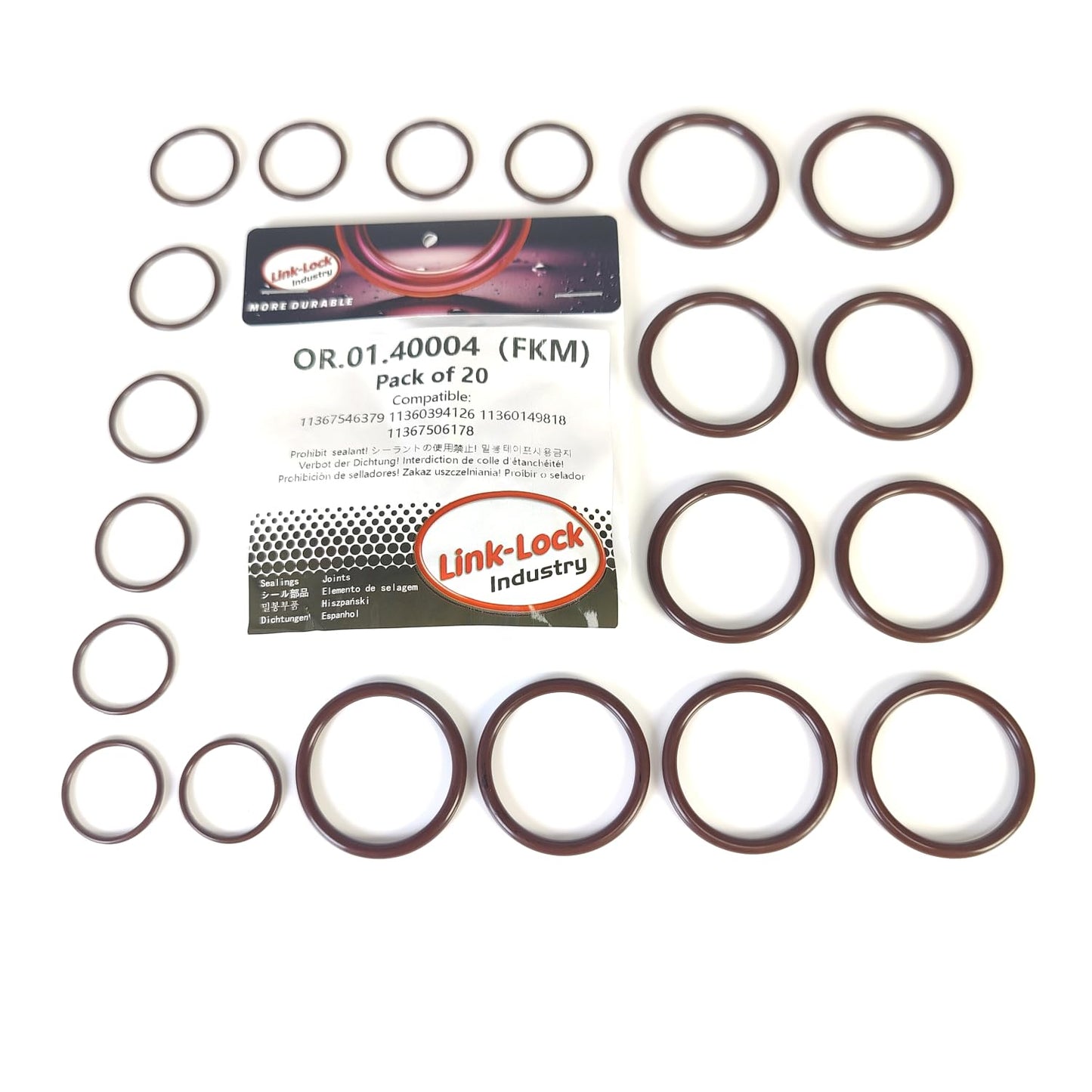 LINK-LOCK 20PCS FKM ビトン OR.01.40004 エンジン VVTソレノイドバルブ Oリング ガスケット 11367546379 11360394126 11360149818 11367506178 BMW N45 N46 N62 N73用