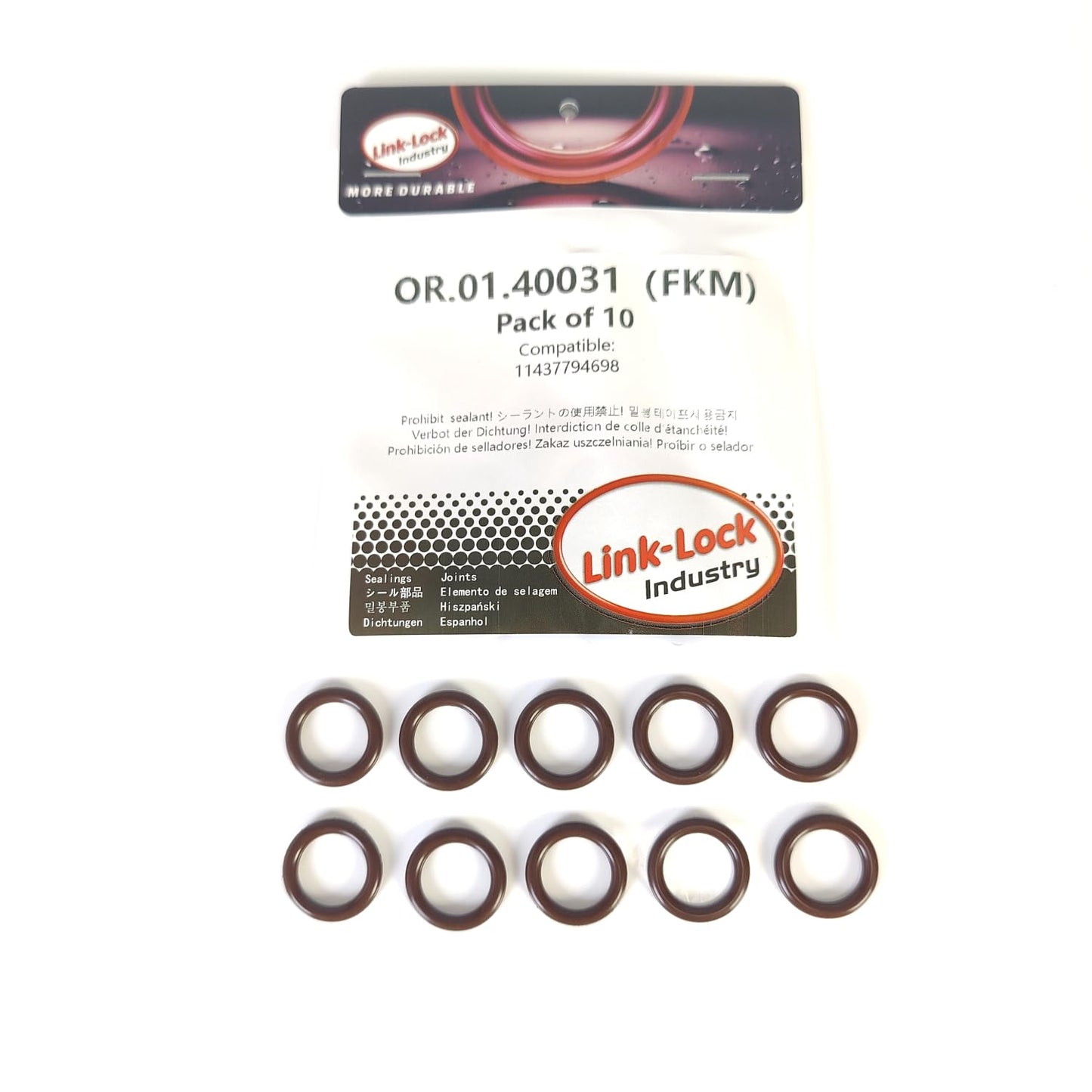 LINK-LOCK 10個 FKM Viton OR.01.40031 エンジンディップスティックOリングガスケット 11437794698 BMW M47 N47 B37 B47 N57 M57 B57用