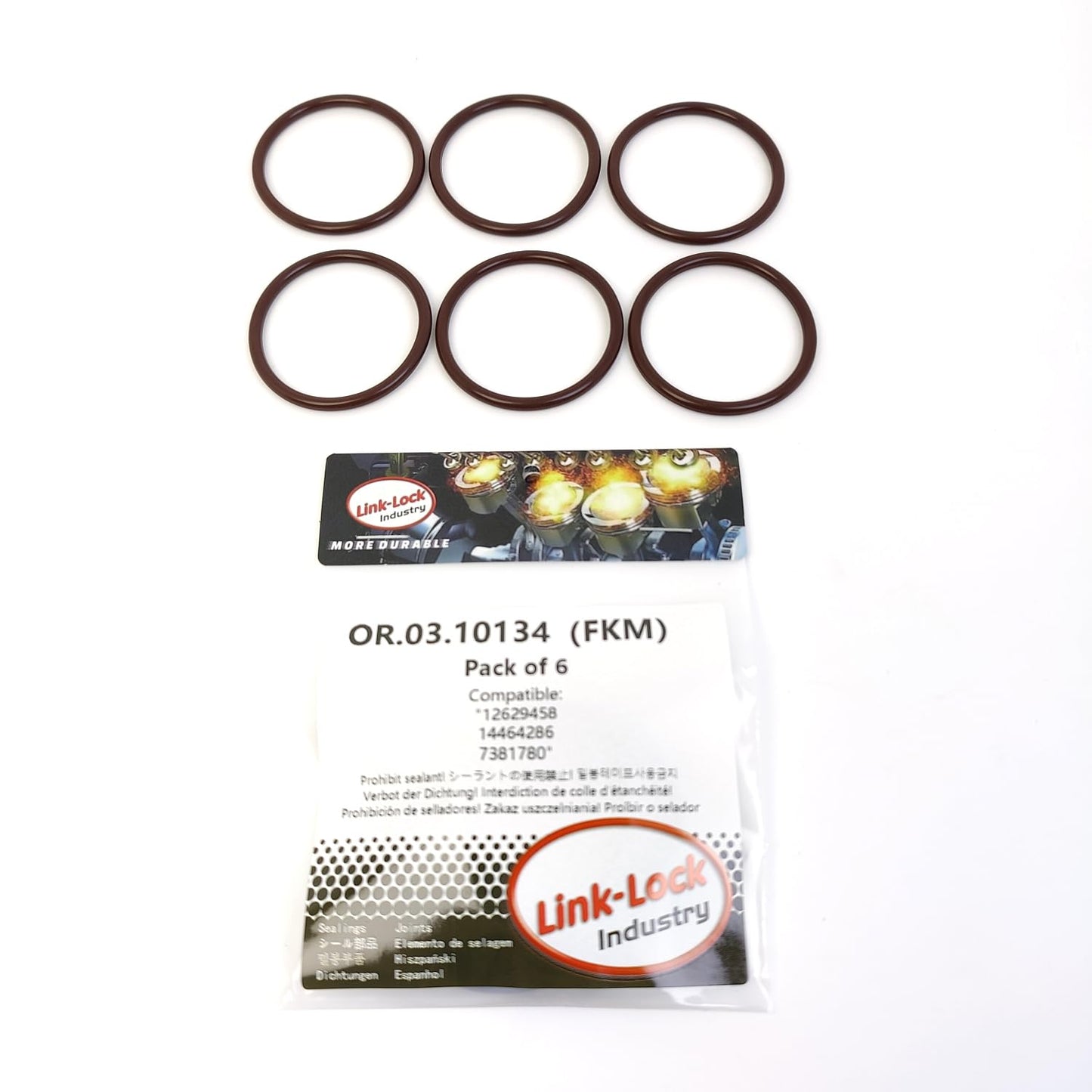 LINK-LOCK 6個組 OR.03.10134 FKMバイトン製 シーリングOリングキット インテークホース用 12629458 14464286 7381780 CHEVROLET-LGH LML GMC-LGH LML用