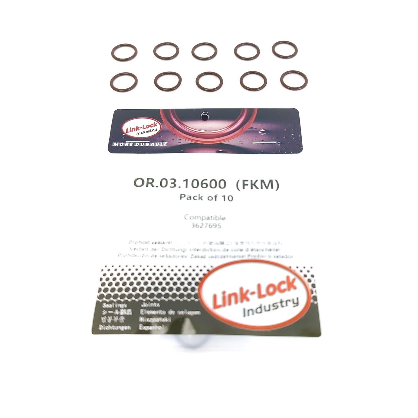 LINK-LOCK 10PCS OR.03.10600 FKM Viton 12.4×1.8 Sealing Universal O-Ring Kit 3627695 For CUMMINS
