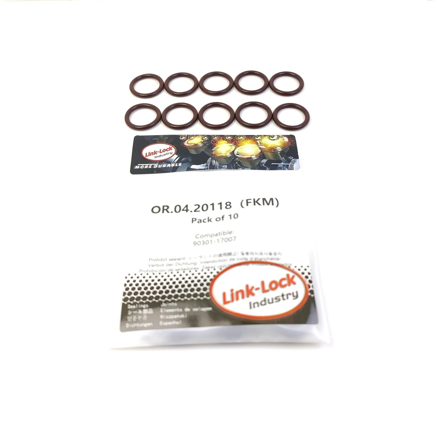 LINK-LOCK 10PCS OR.04.20118 FKM Viton Sealing O-Ring Kit of Fuel Injector 90301-17007 for TOYOTA