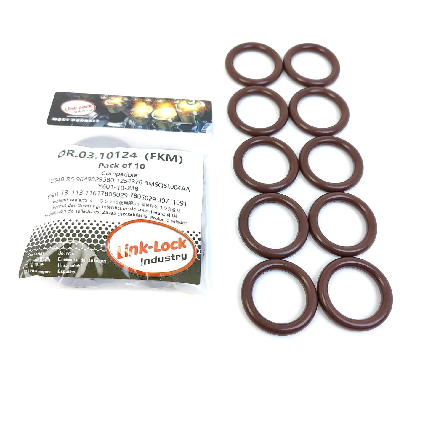 LINK-LOCK 10PCS OR.03.10124 FKM Viton Sealing O-Ring Kit Of Intake manifold 11617805029 0348.R5 9649829580 For CITROËN-8HY 9HV 9HW For FLAT-9HU FORD-G8DA G8DB HHDB For MAZDA For VOLVO