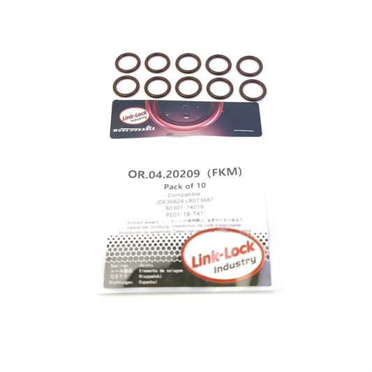 LINK-LOCK 10個 OR.04.20209 FKMバイトンシーリングOリングキット オイルアウトレット（チャージャー）JDE36824 LR073687 90301-14016 PE01-18-T41 ジャガー ランドローバー レクサス マツダ用