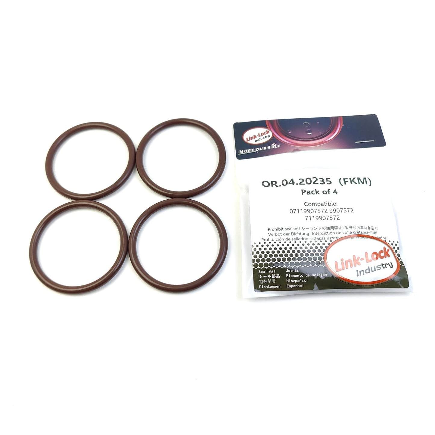 LINK-LOCK 4PCS OR.04.20235 FKM Viton Sealing O-Ring Kit of Air Filter Housing Intake Hose 07119907572 9907572 7119907572 for BMW