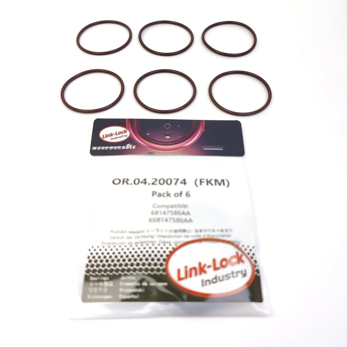 LINK-LOCK 6PCS OR.04.20074 FKM Viton Sealing O-Ring Kit of Water Pump 68147586AA K68147586AA for CHRYSLER for JEEP