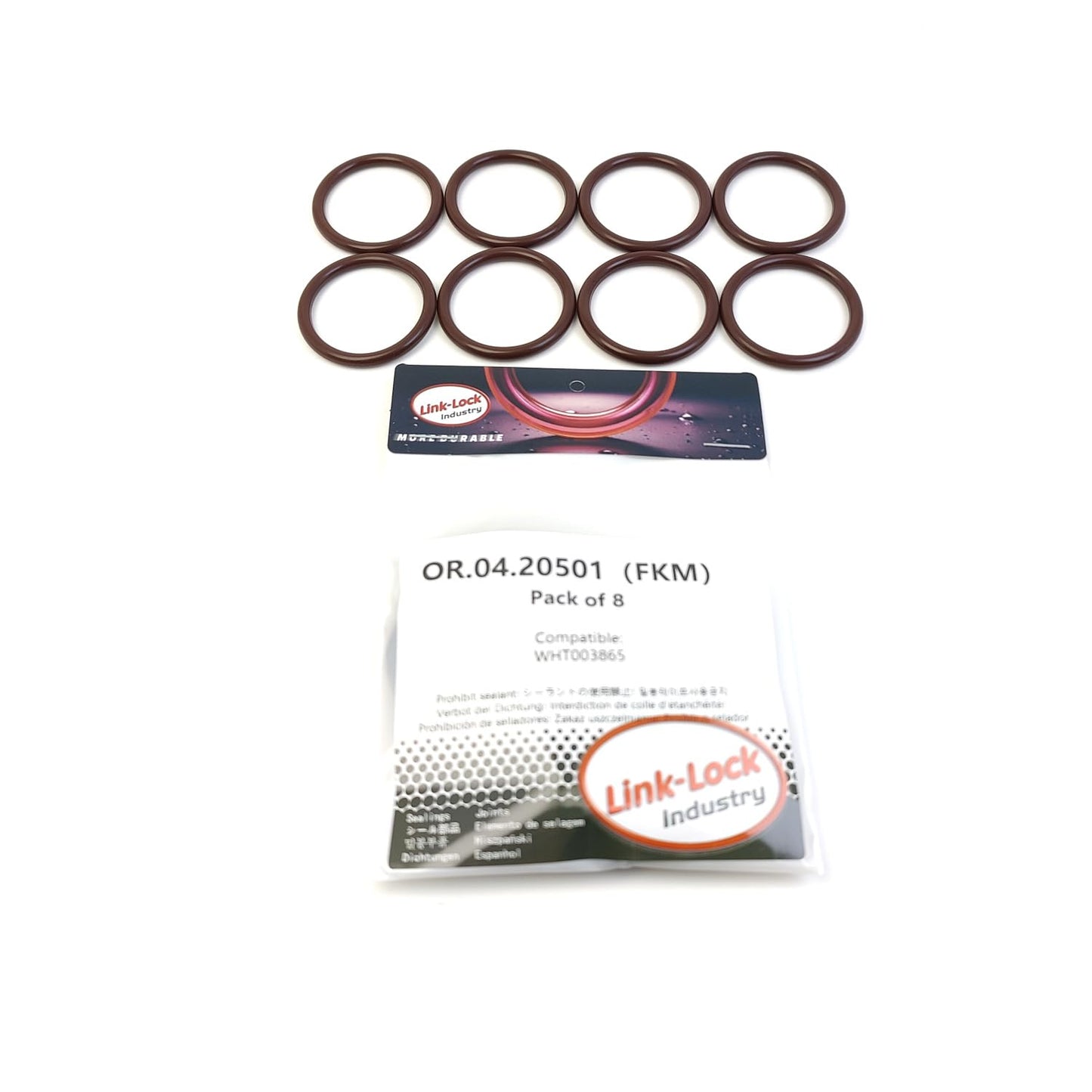 LINK-LOCK 8個 OR.04.20501 FKMバイトン排気マニホールドシーリングOリングキット AUDI-A1 A3用 VW-GOLF POLO用 WHT003865