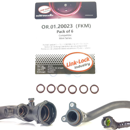 LINK-LOCK 6PCS FKM Viton OR.01.20023 Engine coolant pipe / Water hose O-Ring  for BMW MOST