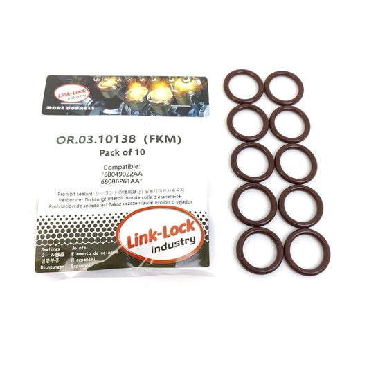 LINK-LOCK 10PCS OR.03.10138 FKM Viton Sealing O-Ring Kit Of Cooling water pipe 68049022AA 68086261AA For DODGE-ETJ For RAM-ETJ ETL ETK ETM