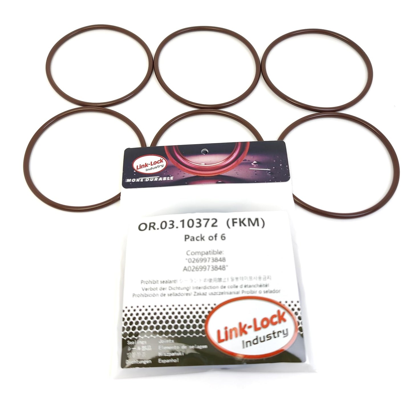 LINK-LOCK 6PCS OR.03.10372 FKM Viton Sealing O-Ring Kit of Turbocharger Intake Hose 0269973848 A0269973848 For MERCEDES-BENZ-OM457 OM458 OM460