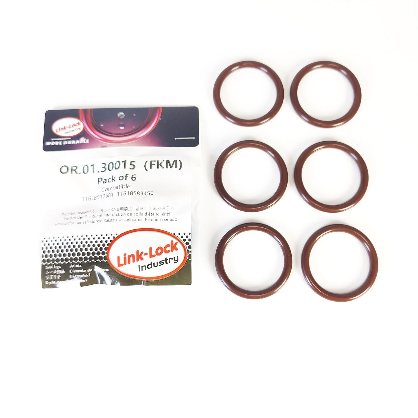 LINK-LOCK 6PCS FKM Viton OR.01.30015 Engine intake pipe O-RING 11618512681  11618583456 for BMW B37 B47 N47