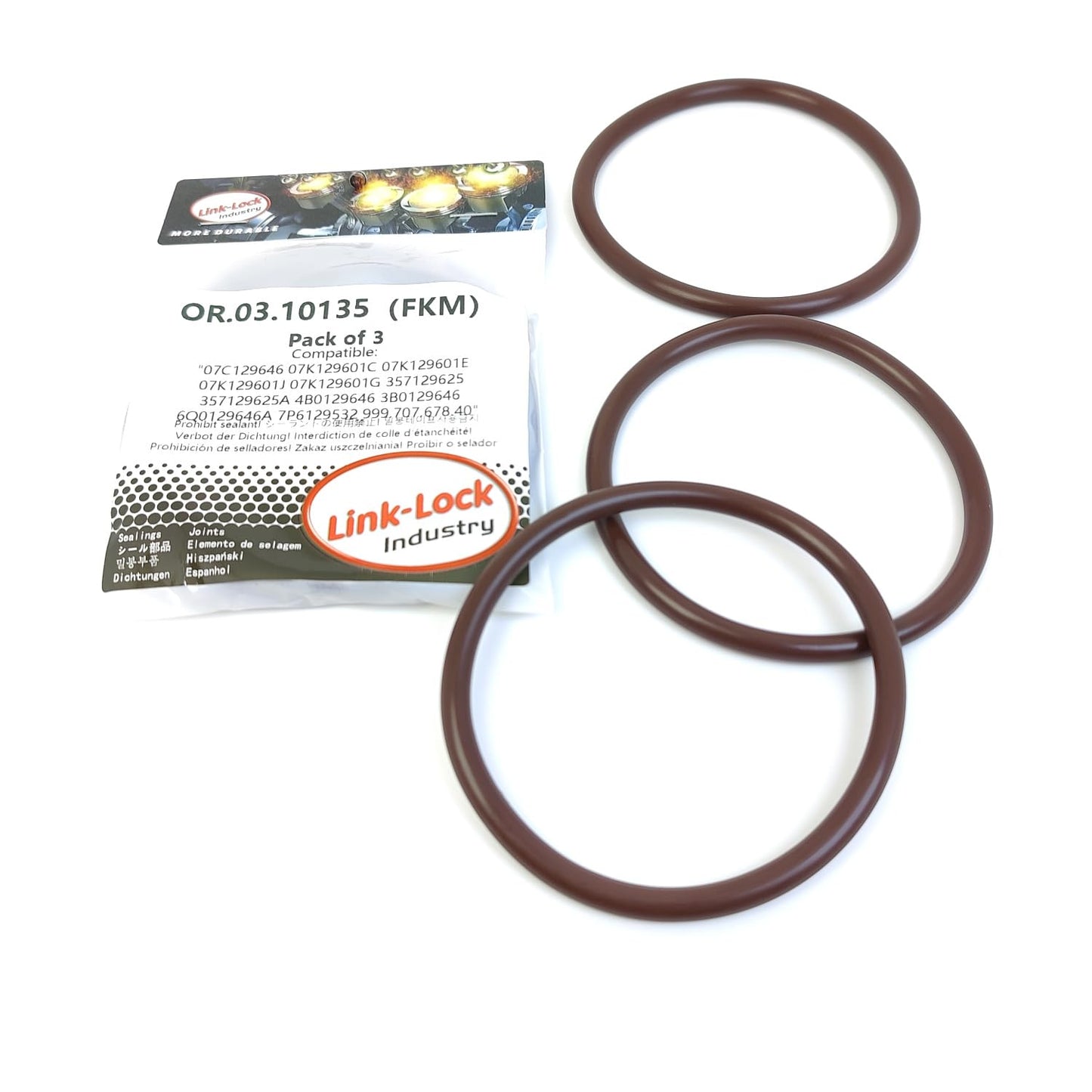 LINK-LOCK 3PCS OR.03.10135 FKM Viton Sealing O-Ring Kit Of Intake hose 07C129646 07K129601 357129625A 999.707.678.40 For AUDI-DJGA APY AYM AFB For PORSCHE-CNCC MCN For VW-CRVC CSLC