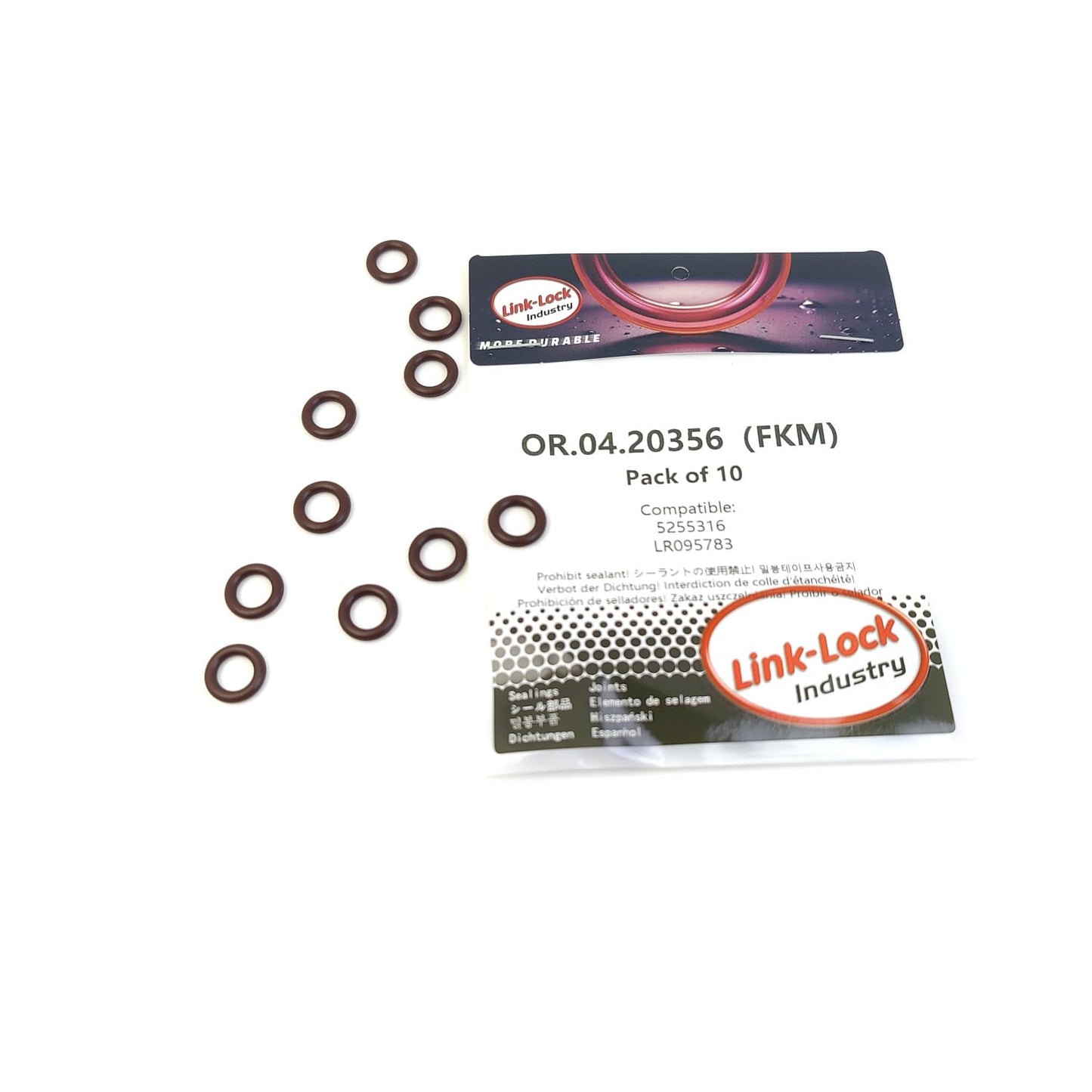LINK-LOCK 10PCS OR.04.20356 FKMバイトンシーリングOリングキット オイルディップスティック 5255316 LR095783 CUMMINS LAND ROVER用