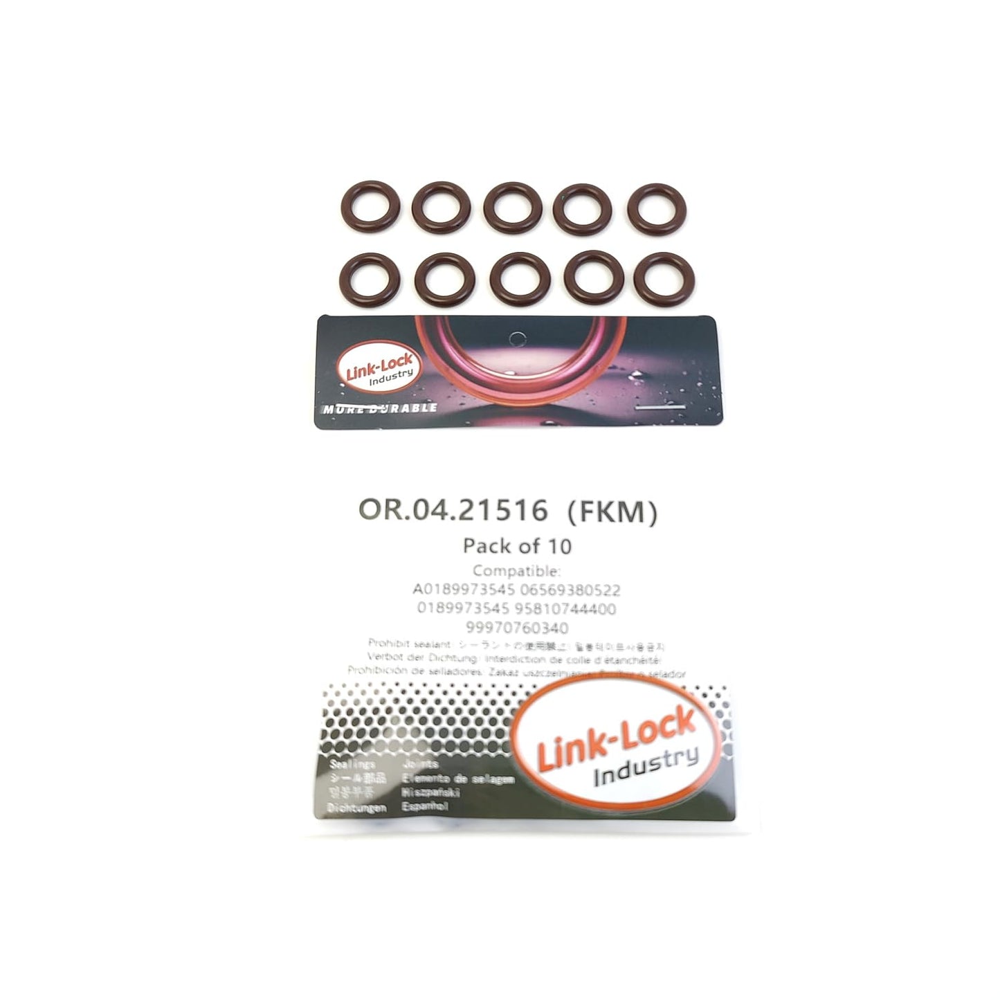 LINK-LOCK 10PCS OR.04.21516 FKM Viton Sealing O-Ring Kit of Intake pipe / Cooling fluid pump A0189973545 06569380522 0189973545 95810744400 99970760340 for MERCEDES-BENZ-OM642 For PORSCHE