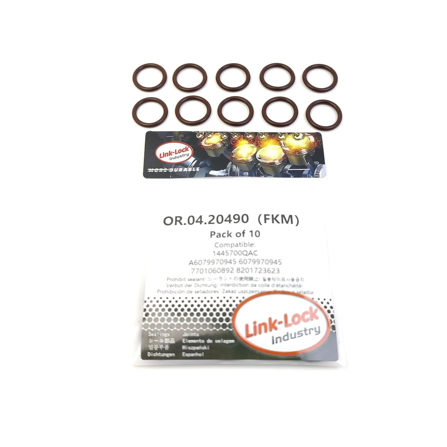 LINK-LOCK 10PCS OR.04.20490 FKM Viton Sealing O-Ring Kit of Turbocharger Oil Back to YouTube 1445700QAC A6079970945 6079970945 7701060892 8201723623 for DACIA-DOKKER for DUSTER for LOGAN for NISSAN