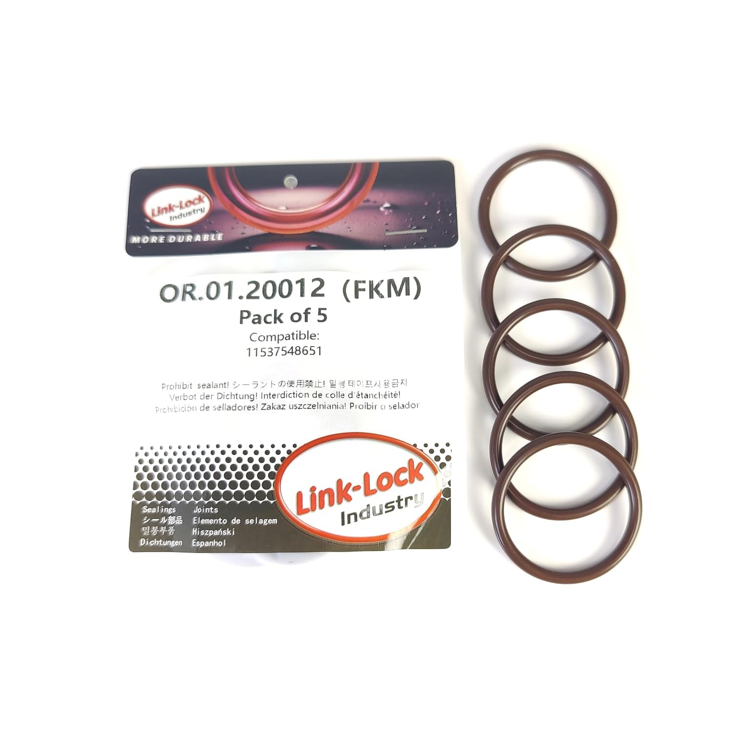 LINK-LOCK 5PCS FKM Viton OR.01.20012 Engine coolant pipe / Water hose O-Ring 11537548651 for BMW N13 N12 N14 N16 N18