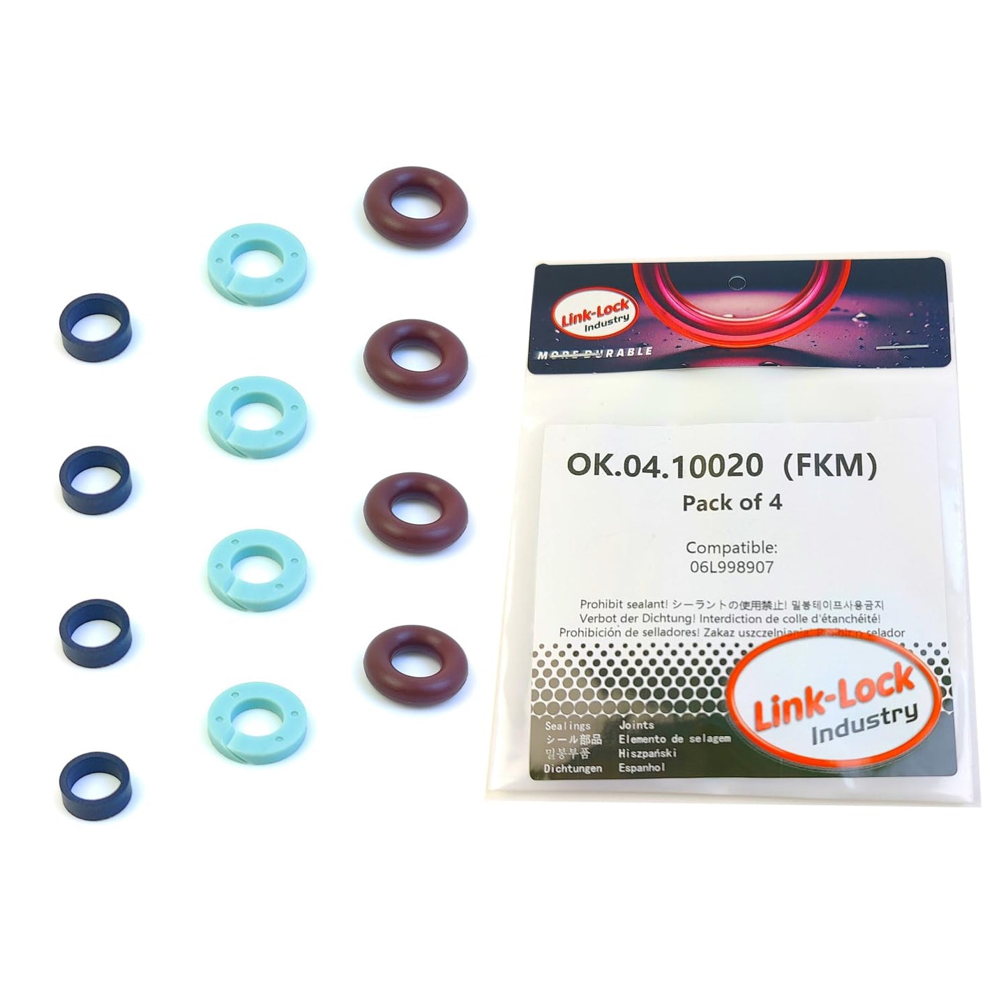 LINK-LOCK 4Set OK.04.10020 fuel injector repair kit 06L998907 with FKM Viton O-RING For VW For AUDI 2.0T 45T DNEA DLHB DLHA