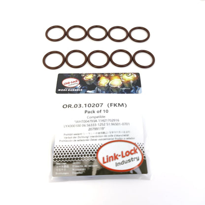 LINK-LOCK 10個 OR.03.10207 FKMバイトン製シーリングOリングキット コモンレール燃料インジェクター用 WHT004793A 11421702916 LYX000100 06.56333-1252 51.96501-0701 20799119 VOLVO用 BMW-S62 M62 M70 M60用 AUDI用