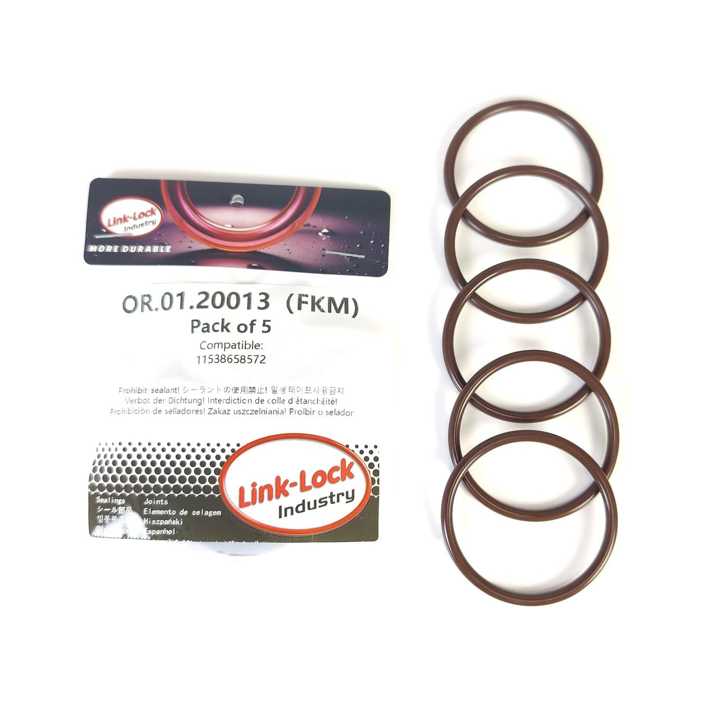 LINK-LOCK 5PCS FKM Viton OR.01.20013 Engine coolant pipe / Water hose O-Ring 11538658572 for BMW B58