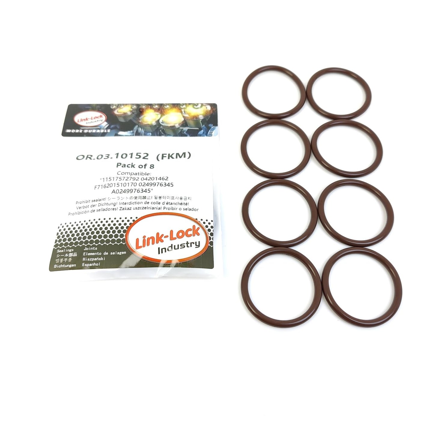 LINK-LOCK 8PCS OR.03.10152 FKM Viton Sealing O-Ring Kit of Cooling water pipe 11517572792 04201462 F716201510170 A0249976345 For INFINITI-270910 For MERCEDES-BENZ-260 M264 M270 M133 M264 M274