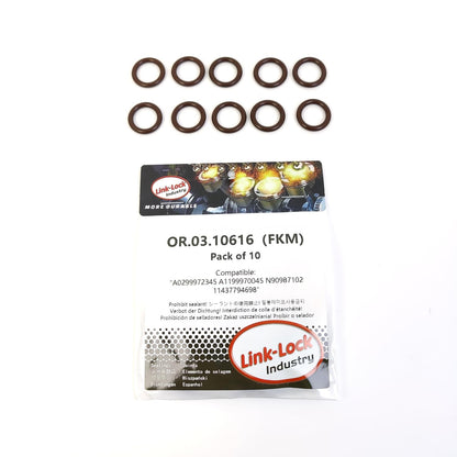 LINK-LOCK 10PCS OR.03.10616 FKM Viton Sealing O-Ring Kit of Engine Oil Dipstick A0299972345 A1199970045 N90987102 11437794698 For AUDI For VW For BMW For MERCEDES-BENZ