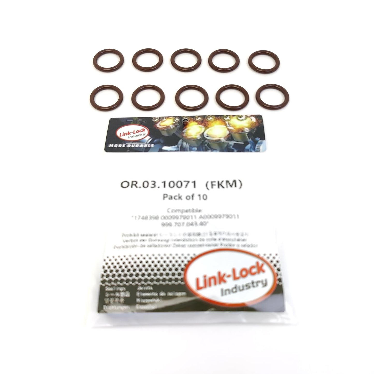 LINK-LOCK 10PCS OR.03.10071 FKM ビトンシーリングOリングキット エンジンオイルパイプライン用 1748398 0009979011 A0009979011 999.707.043.40 ランドローバー-M57 M52 M62 M63 ロールスロイス-N73 N74 メルセデスベンツ用