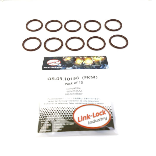LINK-LOCK 10PCS OR.03.10158 FKMバイトンシーリングOリングキット クーラントパイプライン用 68147556AA 99970749840 PORSCHE-DPGA DPGB DNZB M48.00 M48.50 M48.50S M48.50T