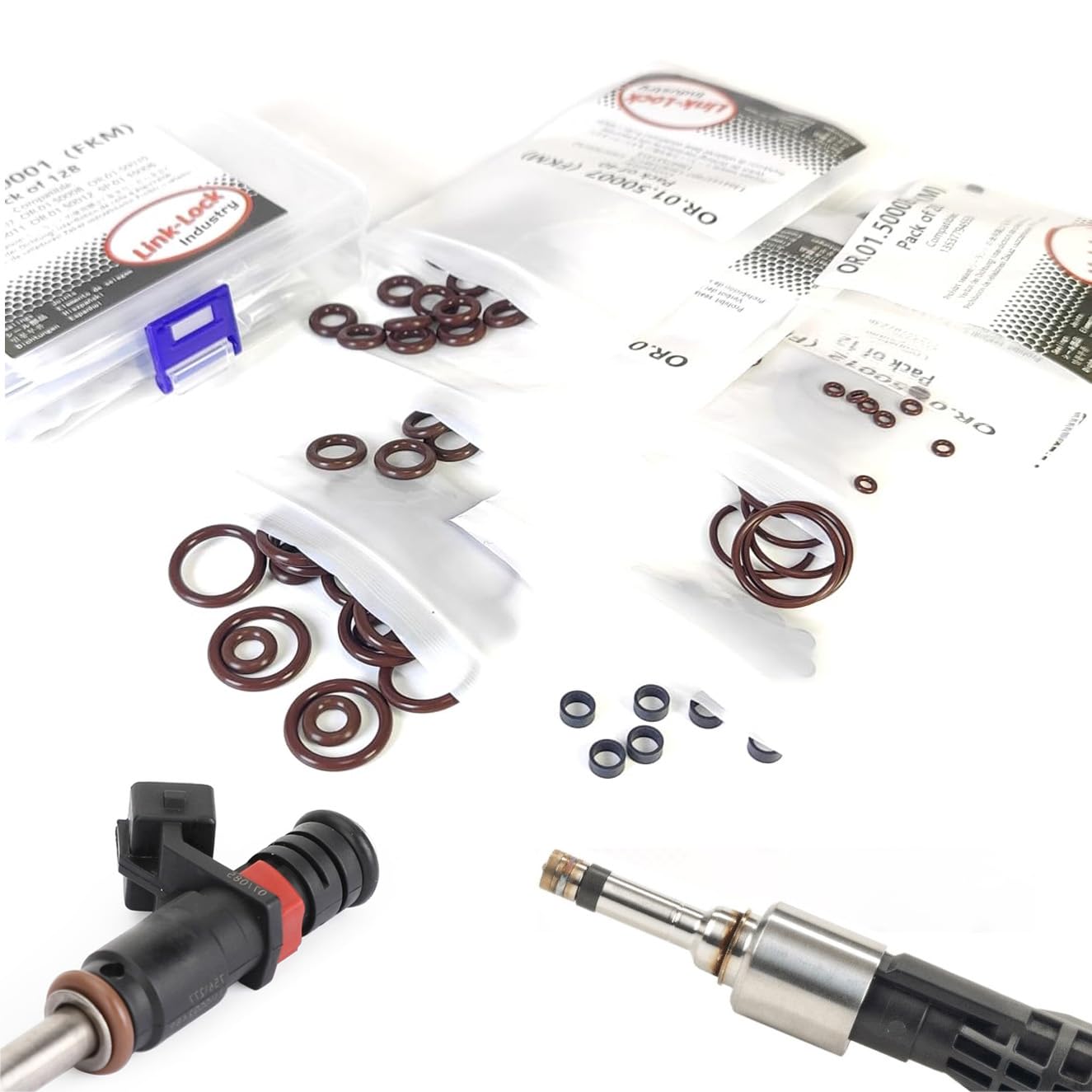 LINK-LOCK 128PCS FKM Viton OK.01.50001 Injection valve O-RING kit 13641437487 13640148175  13647509752 13647531313 13537794553 for BMW N45 N46 N52 M52 M54 N62 W11 N12 N16