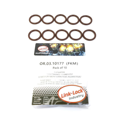 LINK-LOCK 10PCS OR.03.10177 FKM Viton Sealing O-Ring Kit of Coolant pipeline 11517642402 11538853707 LR158250 0249979545 A0249979545 For MERCEDES-BENZ-M274.910 M274.920 For BMW-B58