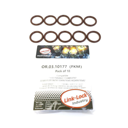 LINK-LOCK 10PCS OR.03.10177 FKMバイトンシーリングOリングキット クーラントパイプ用 11517642402 11538853707 LR158250 0249979545 A0249979545 MERCEDES-BENZ-M274.910 M274.920 BMW-B58用
