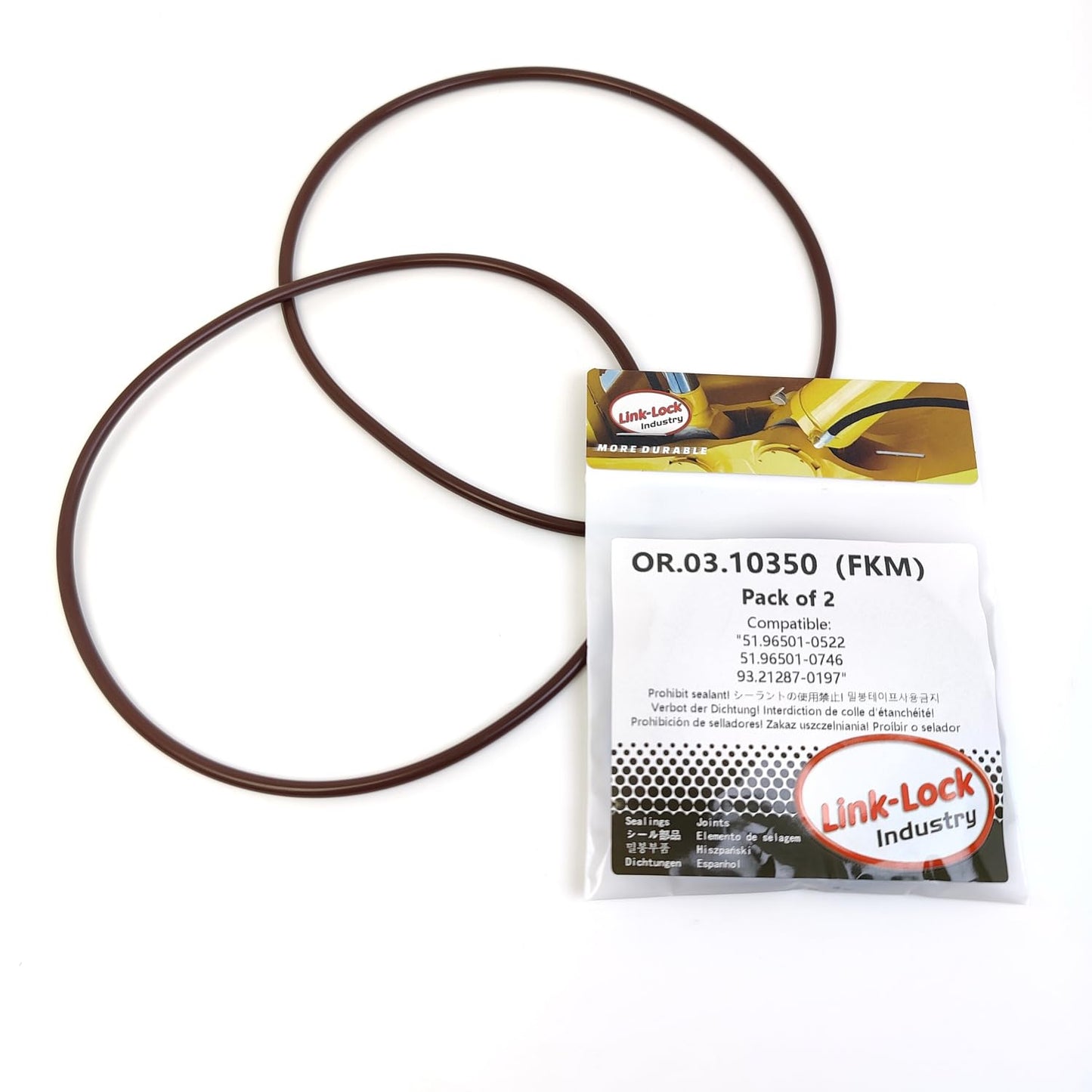LINK-LOCK 2PCS OR.03.10350 FKM Viton Sealing O-Ring Kit of Cylinder Liner 51.96501-0522 51.96501-0746 93.21287-0197 For MAN-D2842 D2848 D2840
