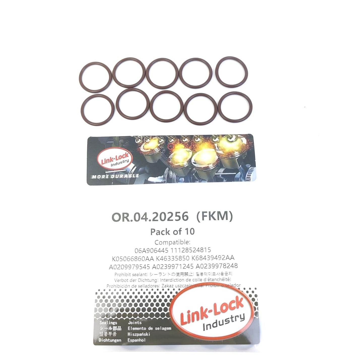 LINK-LOCK 10PCS OR.04.20256 FKM Viton Sealing O-Ring Kit of Engine Oil Level Sensor N90715601 06A906445 11128524815 K05066860AA K46335850 K68439492AA A0209979545 A0239971245 A0239978248 15066-3RC6B