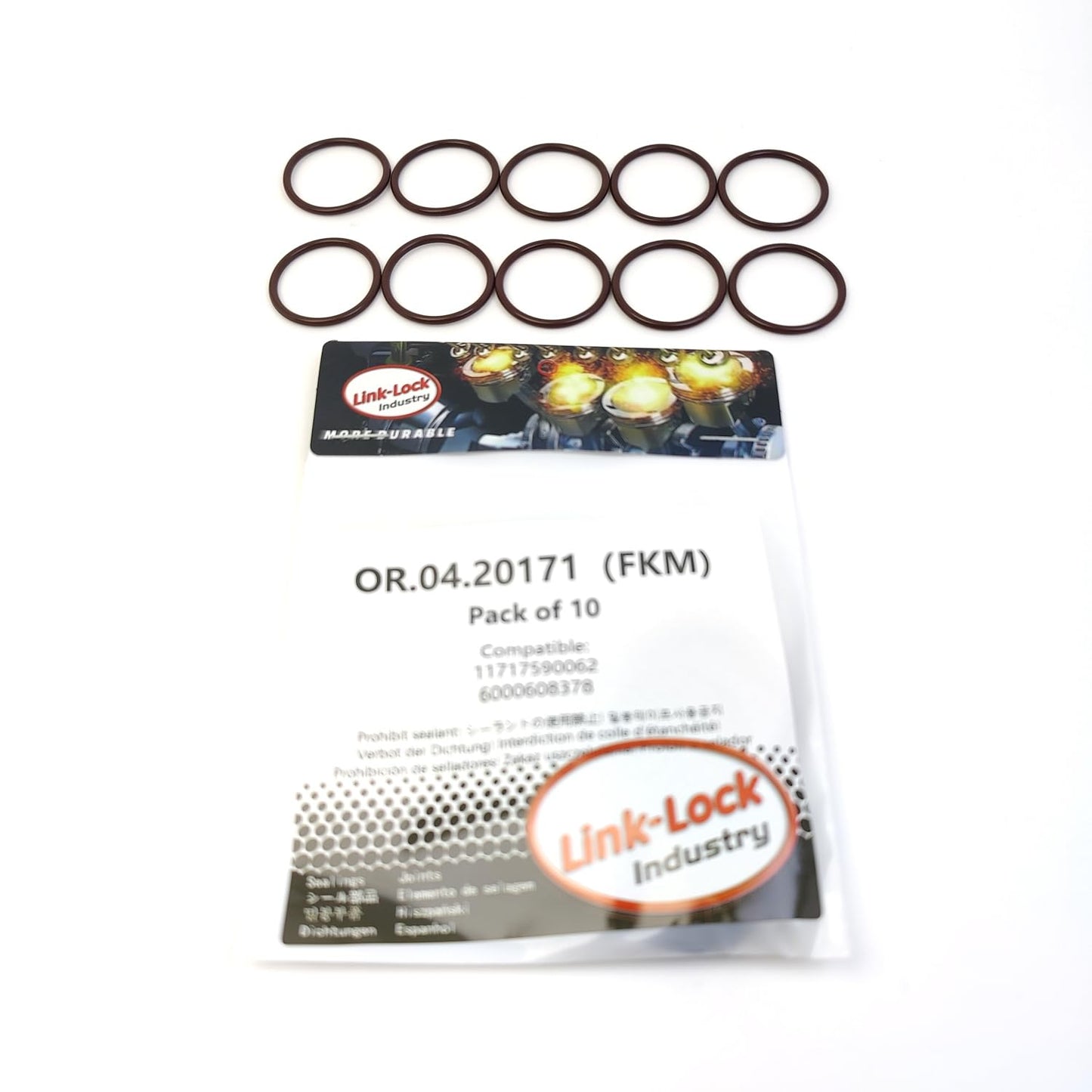 LINK-LOCK 10PCS OR.04.20171 FKM VitonエキゾーストマニホールドOリングキット 11717590062 6000608378 BMW-N43用 FIAT用
