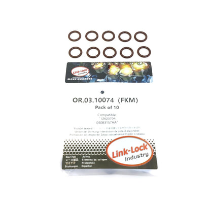 LINK-LOCK 10PCS OR.03.10074 FKMバイトンシーリングOリングキット オイルレベルゲージ 12625704 05083157AA JEEP-EXF EXJ EXN CHRYSLER-EXF EXH LANCIA-EXF RAM-EXF EXH用