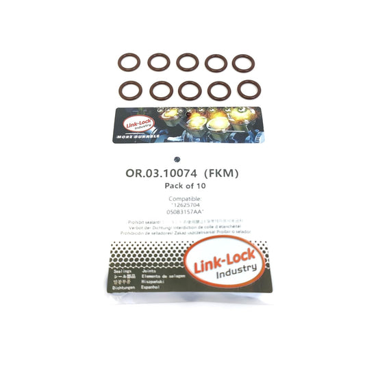 LINK-LOCK 10PCS OR.03.10074 FKMバイトンシーリングOリングキット オイルレベルゲージ 12625704 05083157AA JEEP-EXF EXJ EXN CHRYSLER-EXF EXH LANCIA-EXF RAM-EXF EXH用
