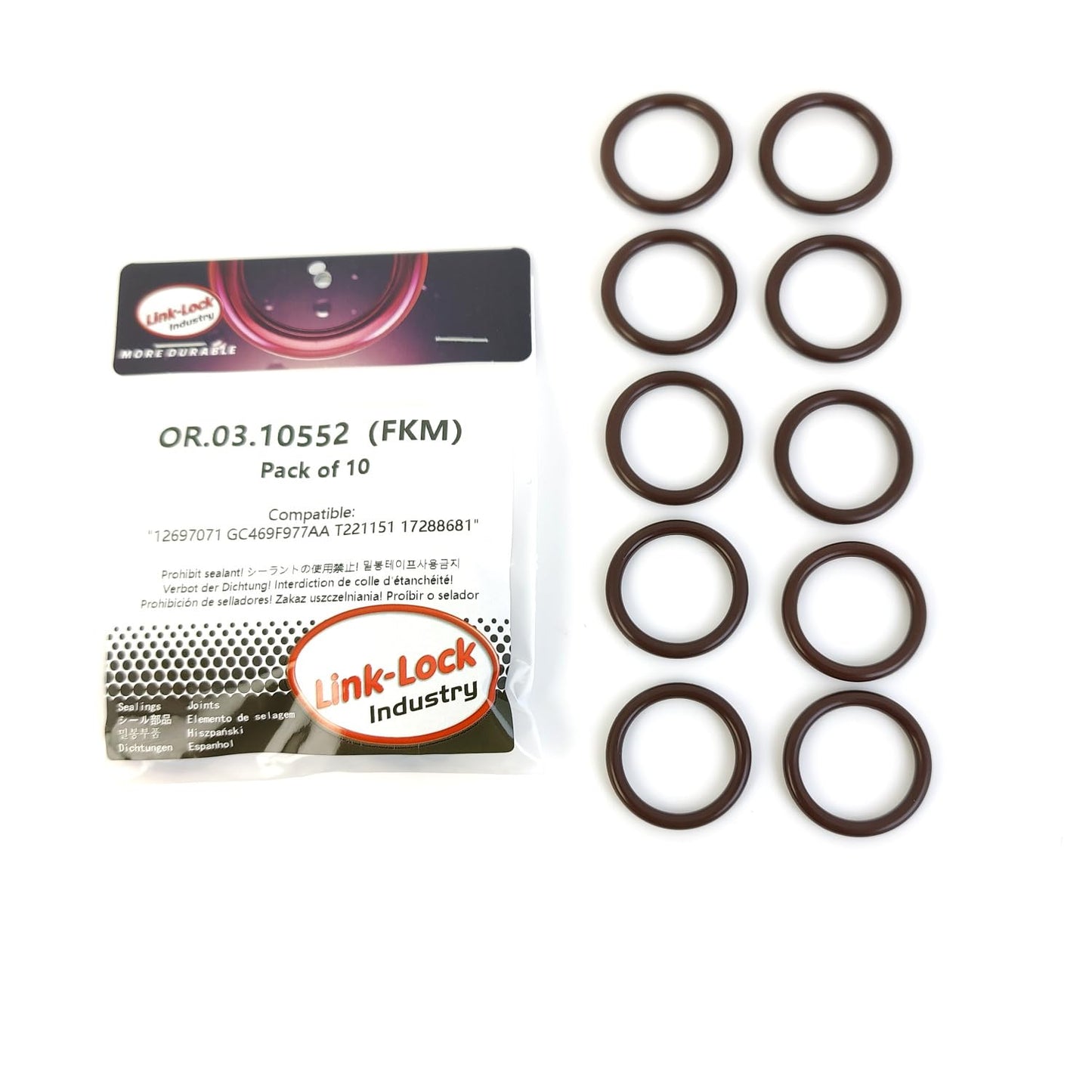 LINK-LOCK 10PCS OR.03.10552 FKMバイトンシーリングOリングキット オイルパイプライン用 12697071 GC469F977AA T221151 17288681 ビュイック、キャデラック、シボレー、イヴェコ、フォード用