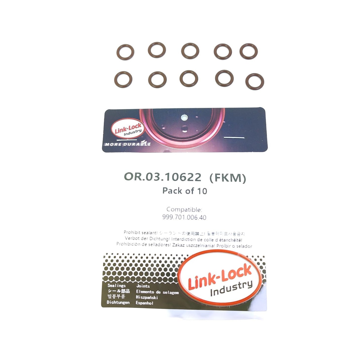 LINK-LOCK 10PCS OR.03.10622 FKM Viton Sealing O-Ring Kit of Engine Casing 999.701.006.40 For PORSCHE