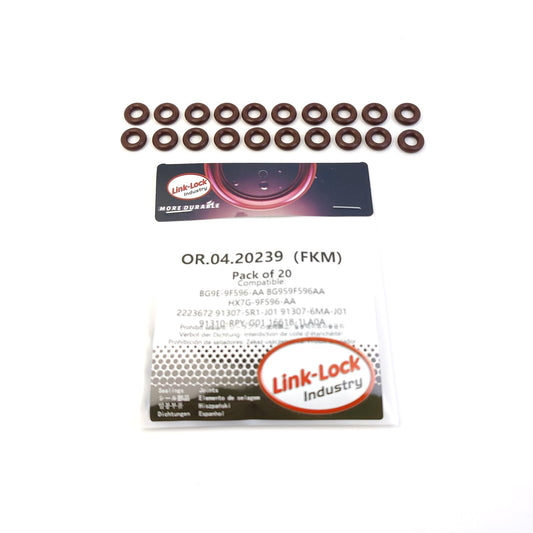 LINK-LOCK 20PCS OR.04.20239 FKMバイトンシーリングOリングキット インジェクター用 BG9E-9F596-AA BG959F596AA HX7G-9F596-AA 2223672 91307-5R1-J01 91307-6MA-J01 91310-RPY-G01 16618-1LA0A フォード、日産、ホンダ向け