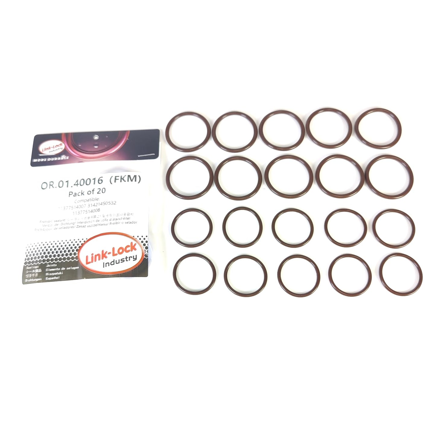 LINK-LOCK 20PCS FKM Viton OR.01.40016 Engine Spark plug socket O-RING gasket 11377514007 31421450532 11377514008 for BMW N46 N46N