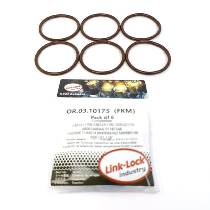 LINK-LOCK 6PCS OR.03.10175 FKMバイトンシーリングOリングキット クーラントパイプライン用 038121119B 038121119C 059121119 68001449AA 01181548 1002908 1144214 8M0066342 AUDI-BRE用 VOLVO-D20用 DODGE-BWD用