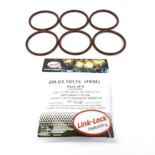 LINK-LOCK 6PCS OR.03.10175 FKMバイトンシーリングOリングキット クーラントパイプライン用 038121119B 038121119C 059121119 68001449AA 01181548 1002908 1144214 8M0066342 AUDI-BRE用 VOLVO-D20用 DODGE-BWD用