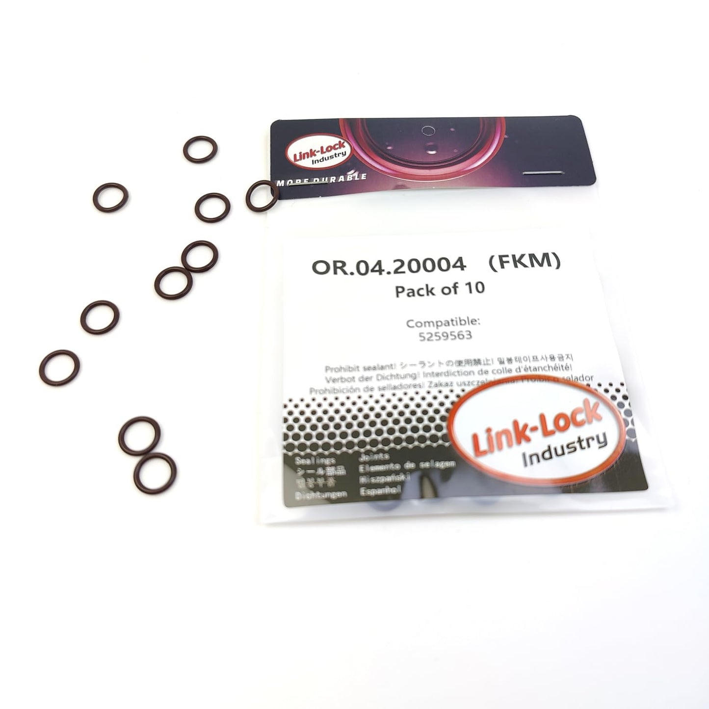 LINK-LOCK 10個 OR.04.20004 FKMバイトン 8×1.5 汎用Oリングキット 5259563 (CUMMINS用)
