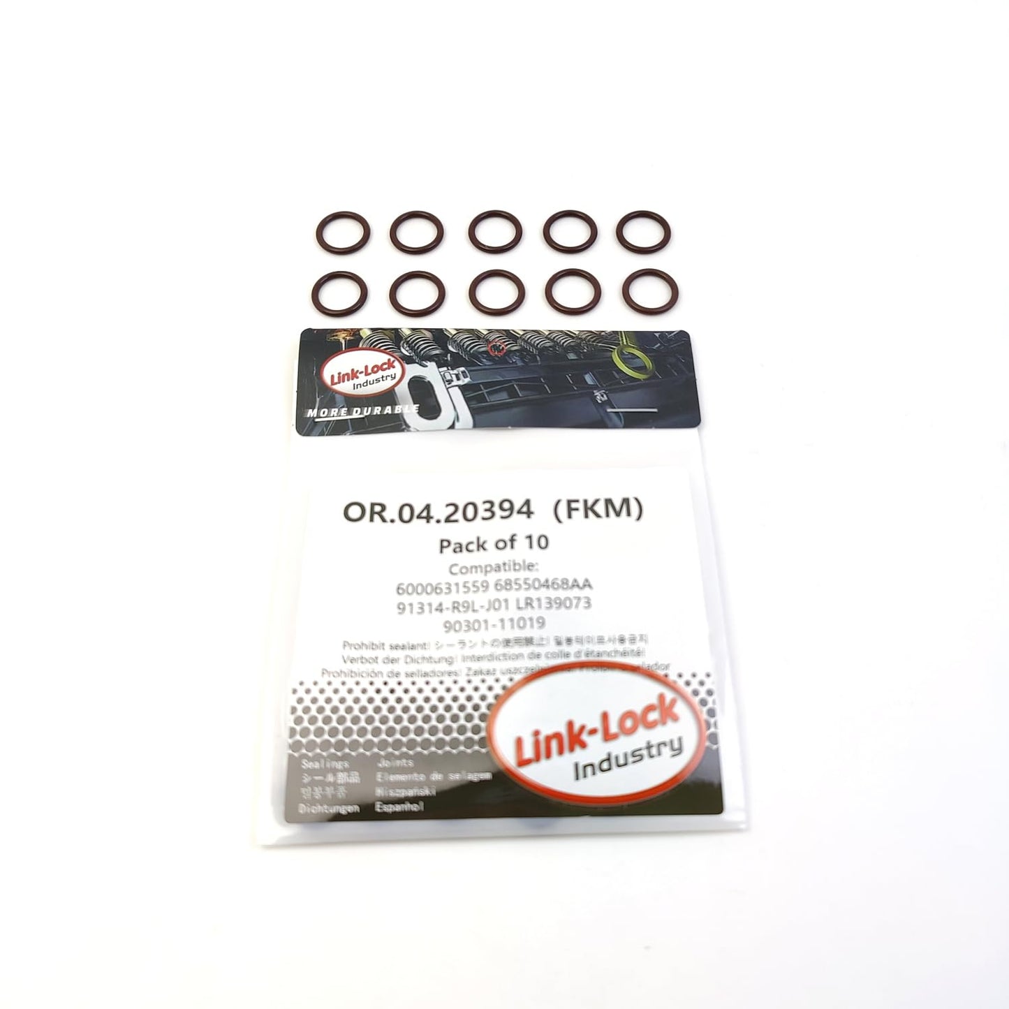 LINK-LOCK 10PCS OR.04.20394 FKM Viton Sealing O-Ring Kit of Oil Dipstick 6000631559 68550468AA 91314-R9L-J01 LR139073 90301-11019 for FIAT for HONDA for LAND for ROVER for LEXUS
