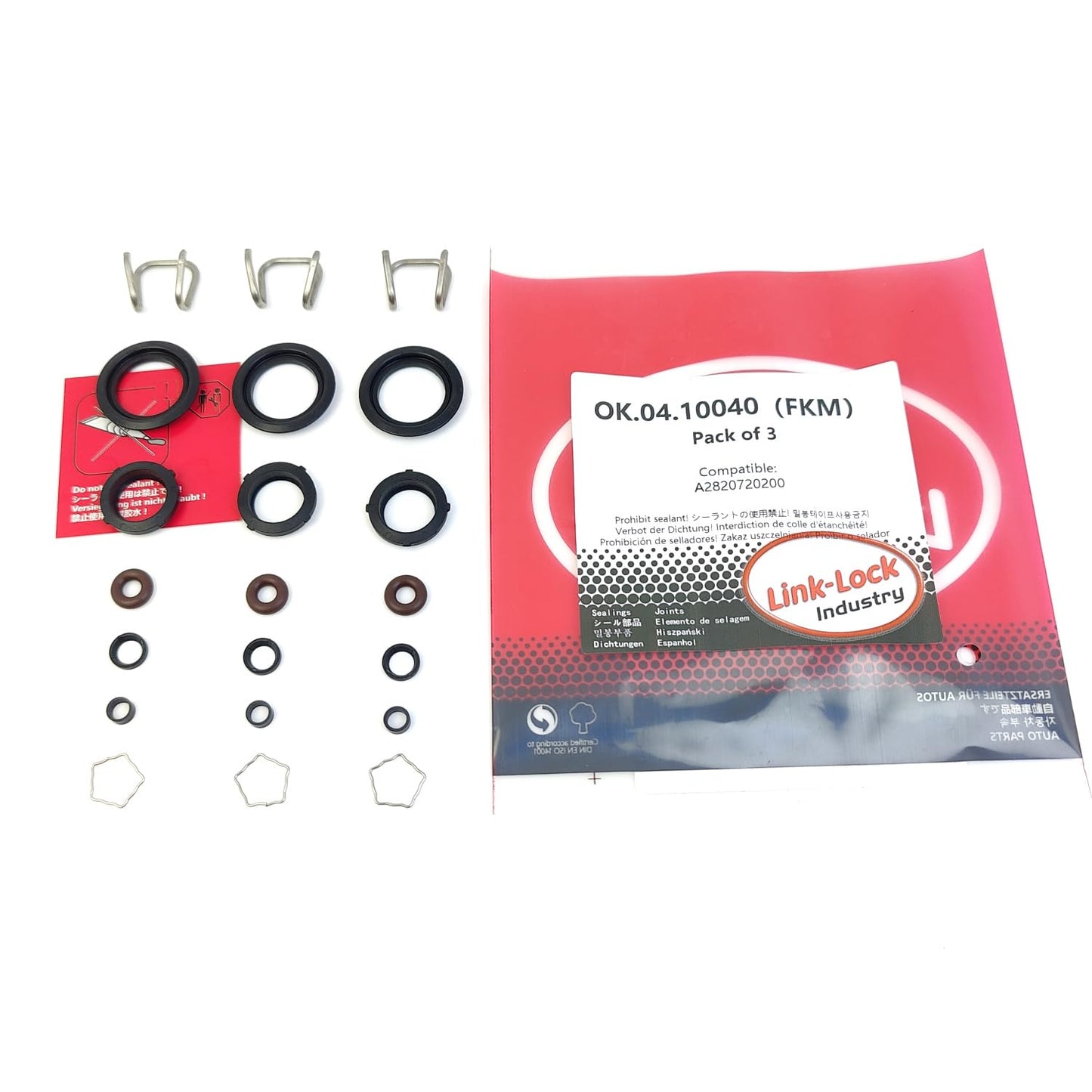 LINK-LOCK 3Set OK.04.10040 fuel injector repair kit A2820720200 with FKM Viton O-RING For MERCEDES-BENZ CLA M282
