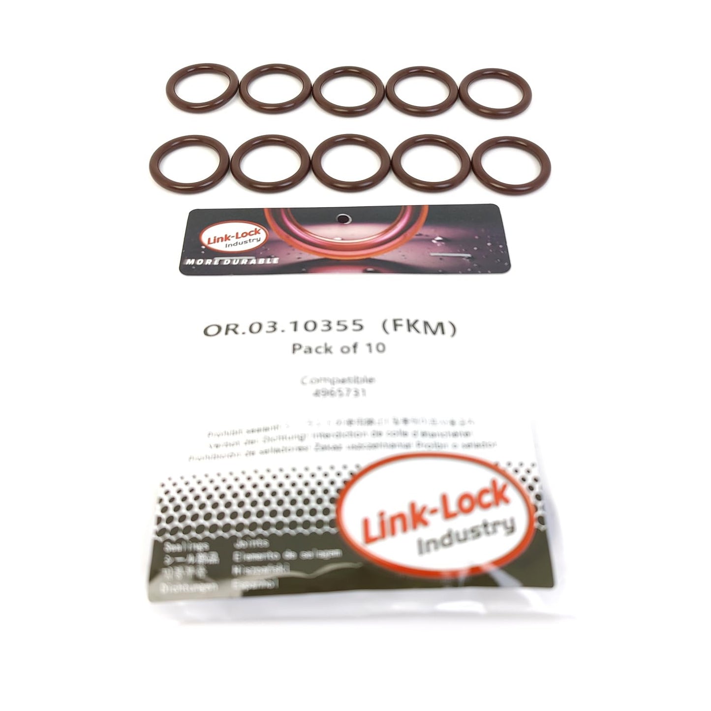 LINK-LOCK 10PCS OR.03.10355 FKM Viton Sealing O-Ring Kit of Fuel Pipe 4965731 For QSX15-560 For KAMAZ-ISX-530